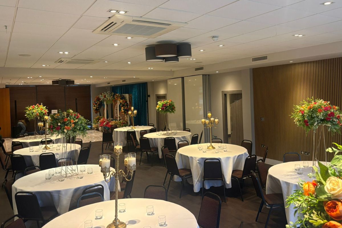A dressed function room at Lexden Wood